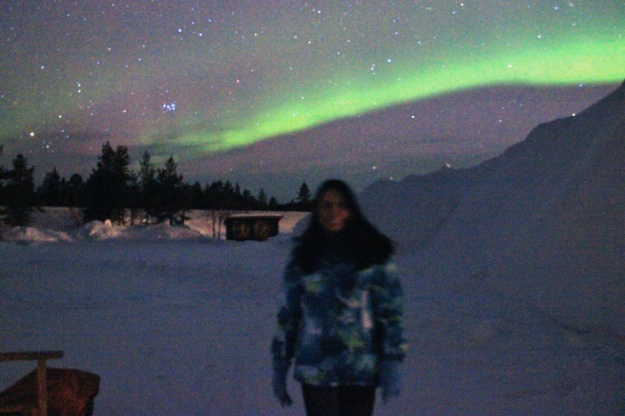 This shows one half of the beautiful arch from the northern lights.  