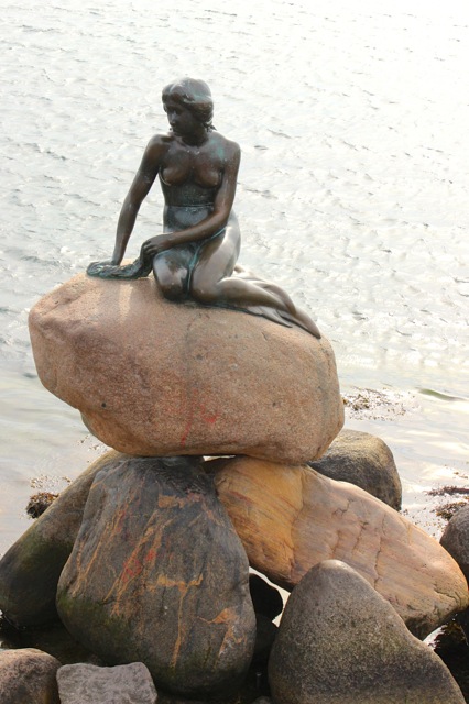 The beautiful The Little Mermaid Sculpture by Edvard Eriksen in 1913 at Copenhagen Harbour.